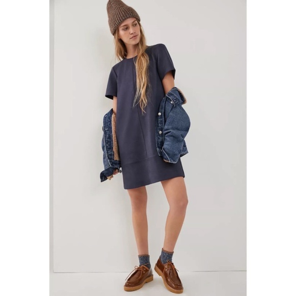 nwt ANTHROPOLOGIE | Hayden Sueded Tee Dress - | Navy | Small